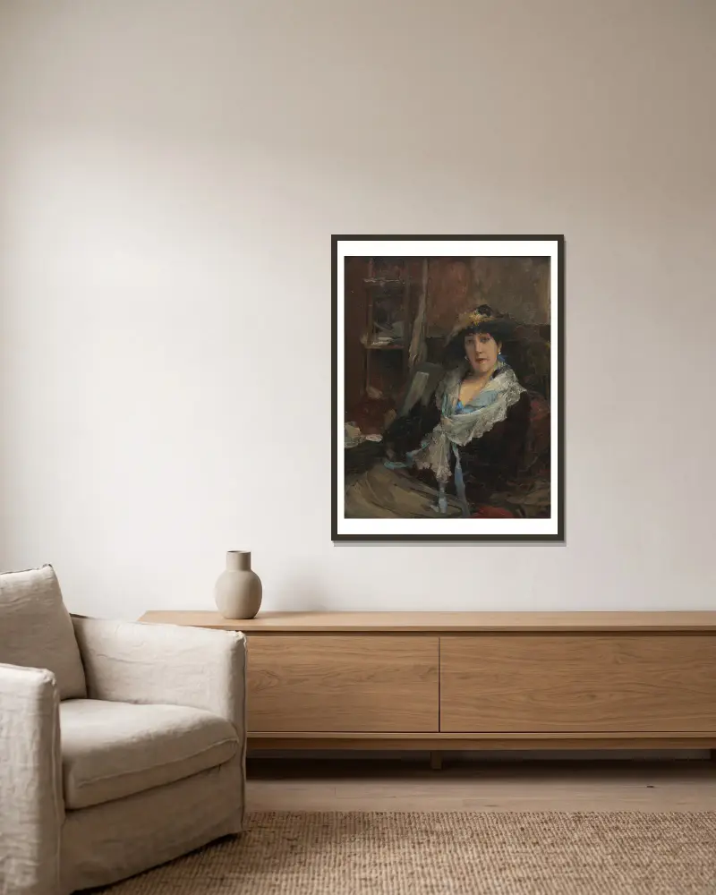 Marie Samary vom Théâtre de l'Odéon von Jules Bastien-Lepage gerahmt an einer Wand