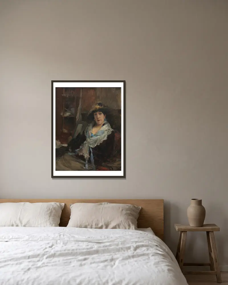 Marie Samary vom Théâtre de l'Odéon von Jules Bastien-Lepage gerahmt an einer Wand