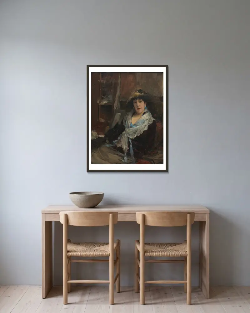 Marie Samary vom Théâtre de l'Odéon von Jules Bastien-Lepage gerahmt an einer Wand