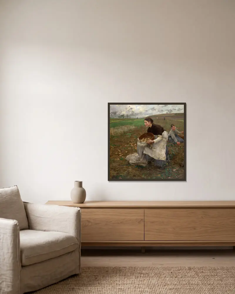 October av Jules Bastien-Lepage inramad på en vägg