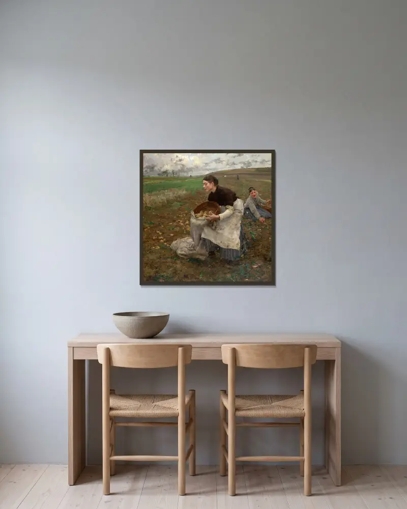 October av Jules Bastien-Lepage inramad på en vägg