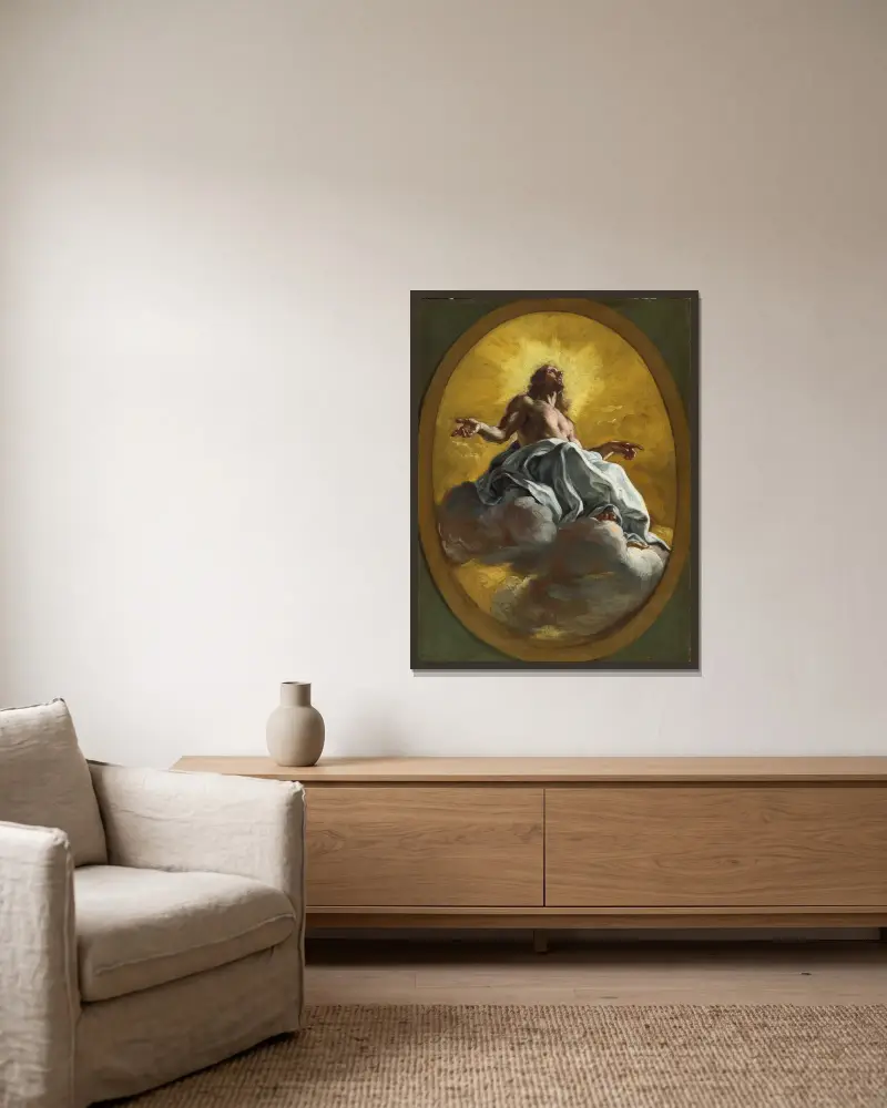 Christ In Glory av Giovanni Battista Gaulli inramad på en vägg