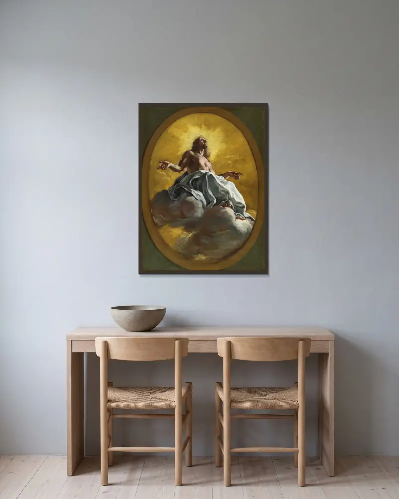 Christ In Glory av Giovanni Battista Gaulli inramad på en vägg