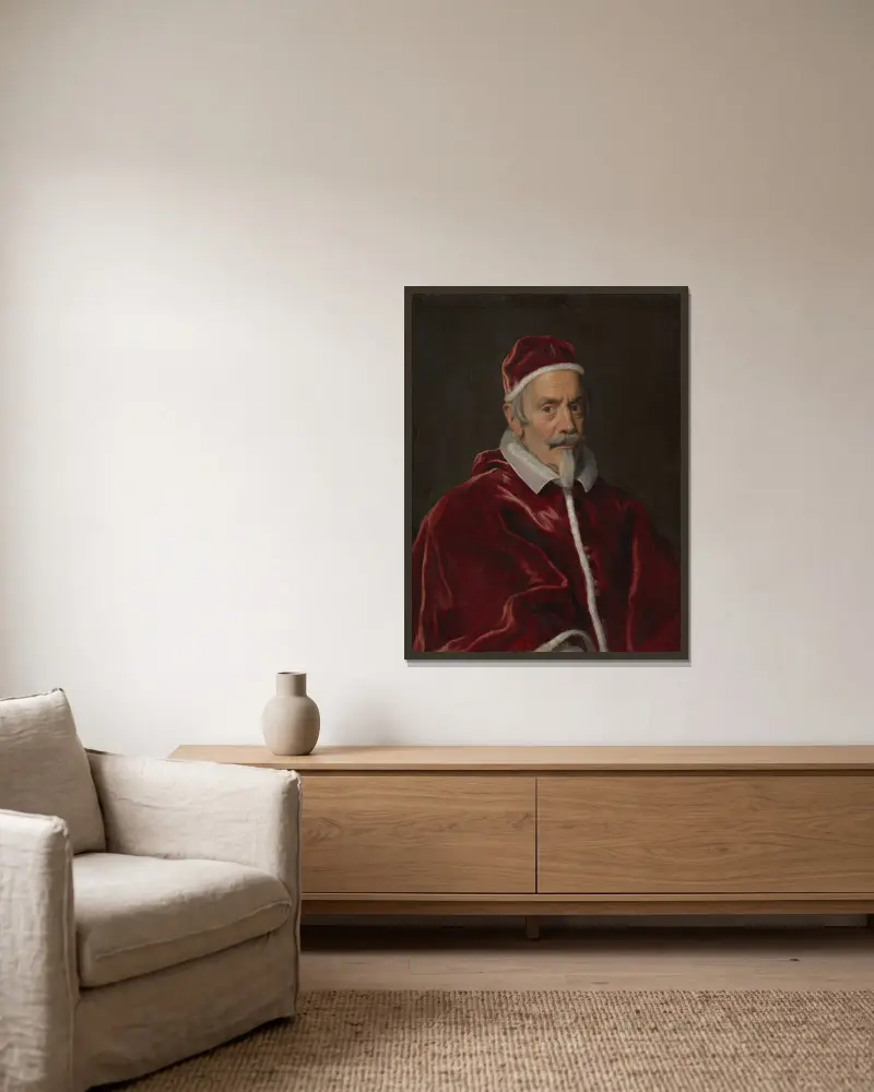 Papst Clemens X. (1590–1676) von Giovanni Battista Gaulli gerahmt an einer Wand