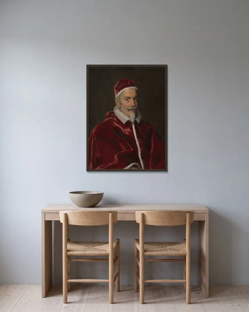 Papst Clemens X. (1590–1676) von Giovanni Battista Gaulli gerahmt an einer Wand