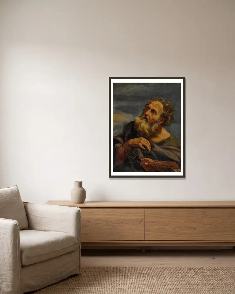 Saint Luke av Giovanni Battista Gaulli inramad på en vägg