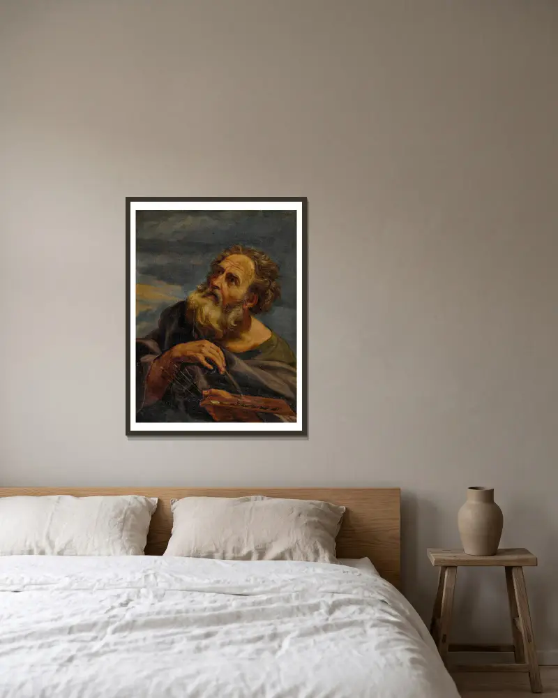 Saint Luke av Giovanni Battista Gaulli inramad på en vägg