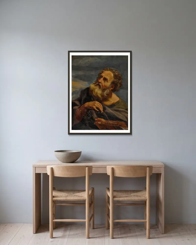Saint Luke av Giovanni Battista Gaulli inramad på en vägg