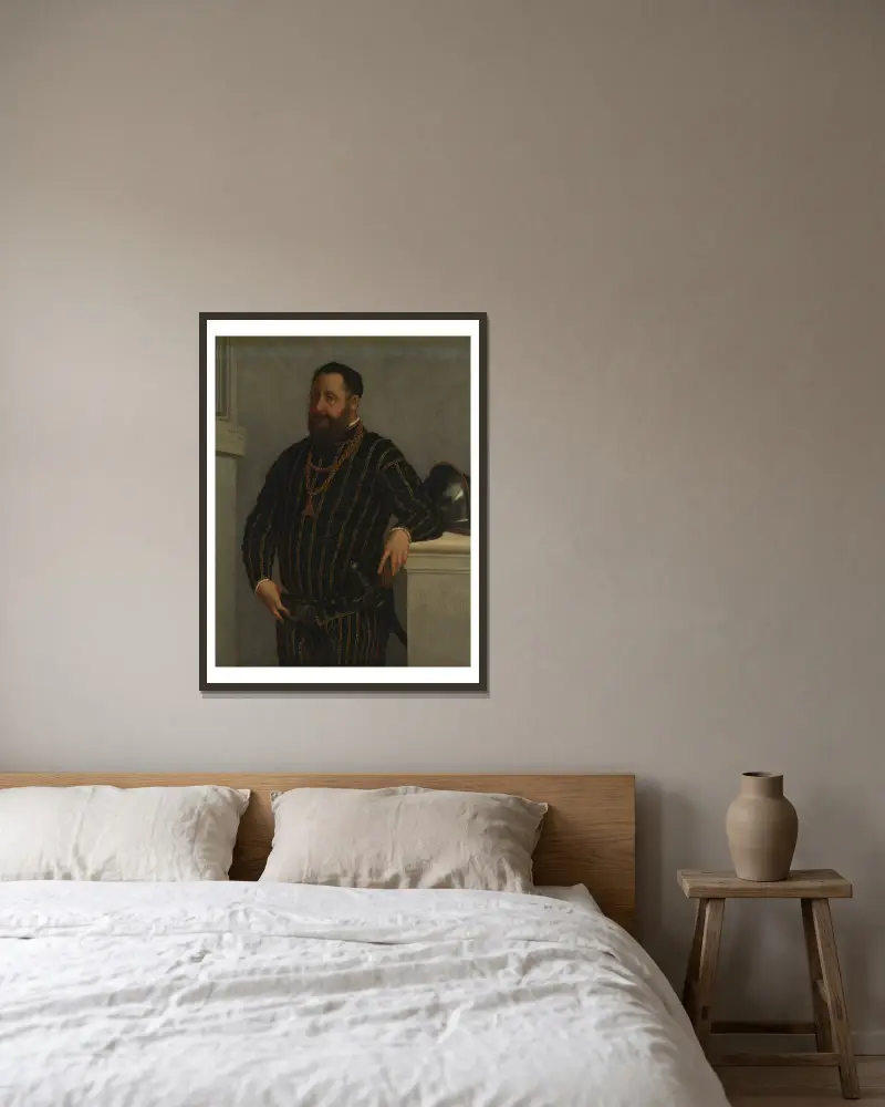 Porträtt av en man – nr 2 av Giovanni Battista Moroni inramad på en vägg