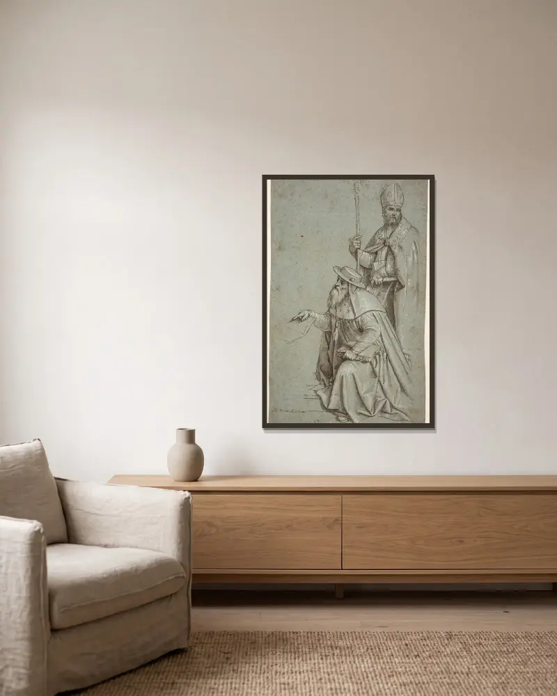 Sankt Hieronymus och Sankt Augustin av Giovanni Battista Moroni inramad på en vägg