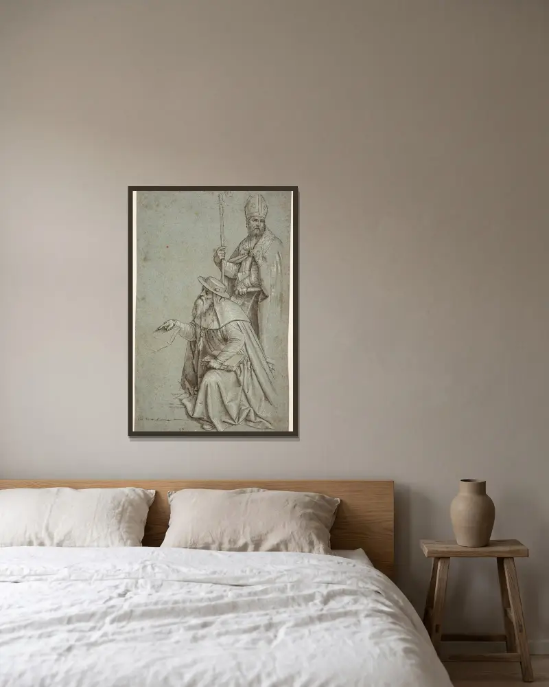 Sankt Hieronymus och Sankt Augustin av Giovanni Battista Moroni inramad på en vägg