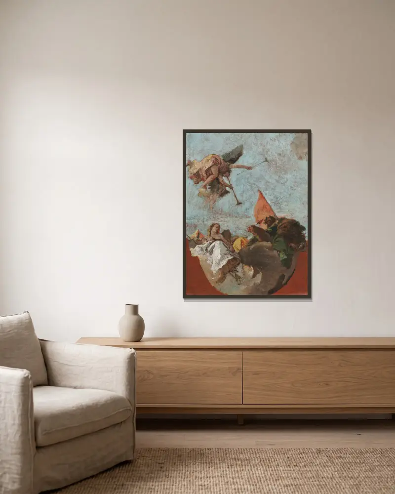 Sketch for a Ceiling av Giovanni Battista Tiepolo inramad på en vägg