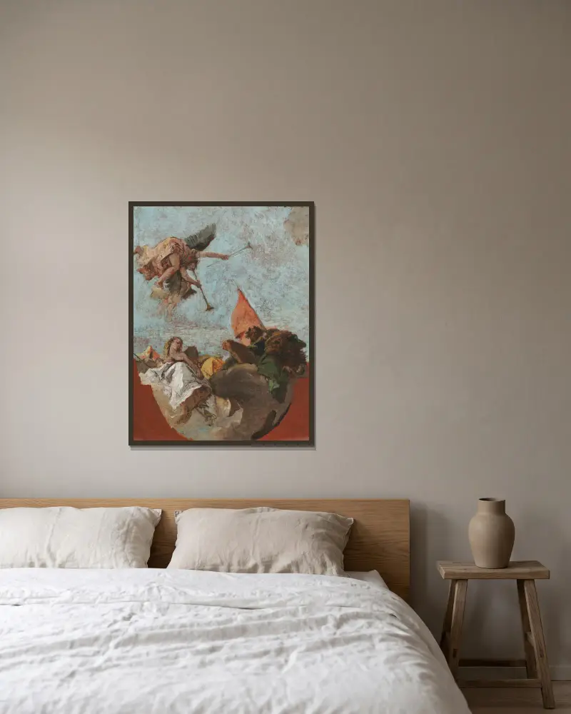 Sketch for a Ceiling av Giovanni Battista Tiepolo inramad på en vägg