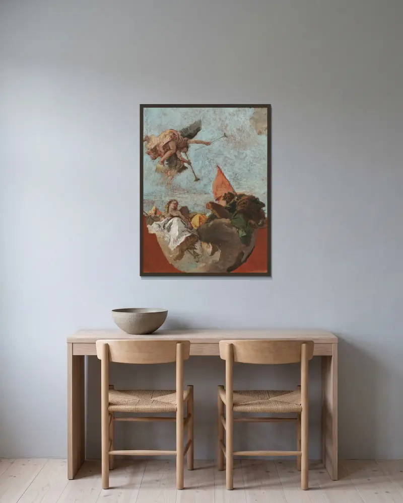 Sketch for a Ceiling av Giovanni Battista Tiepolo inramad på en vägg