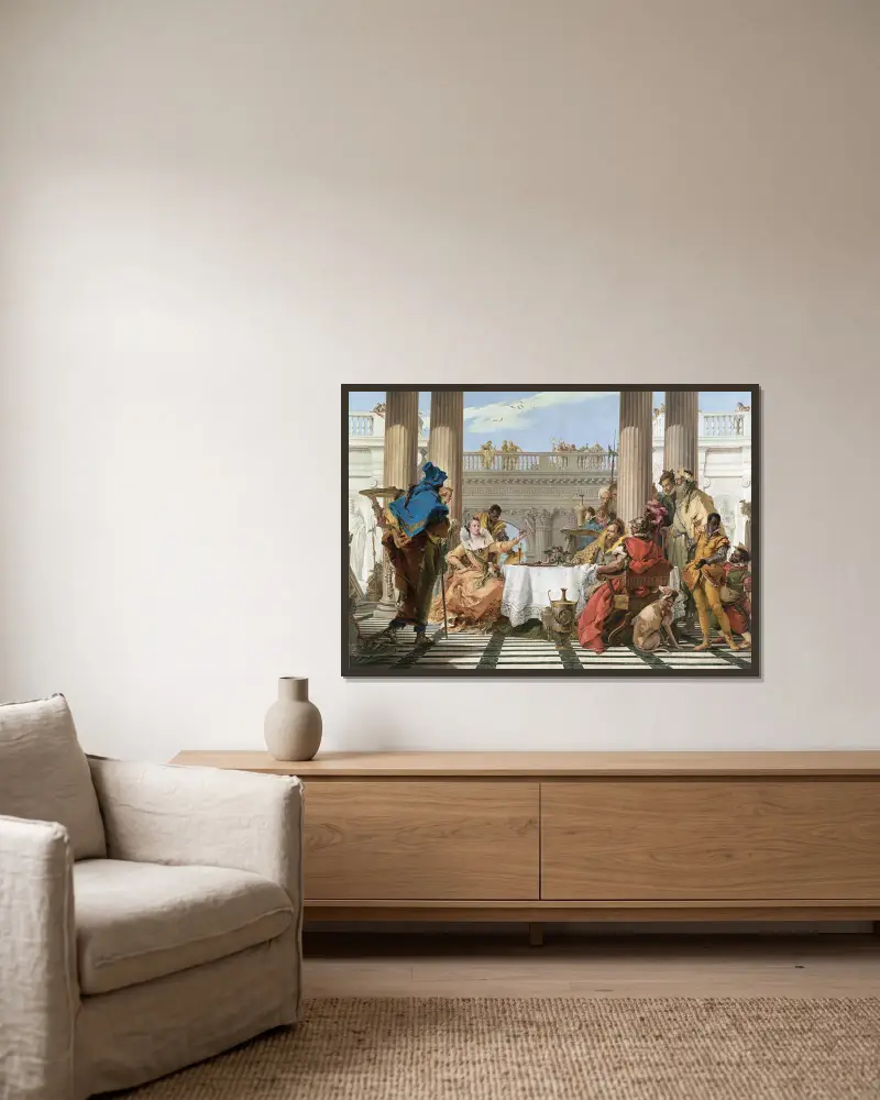 The Banquet Of Cleopatra – nr 1 av Giovanni Battista Tiepolo inramad på en vägg