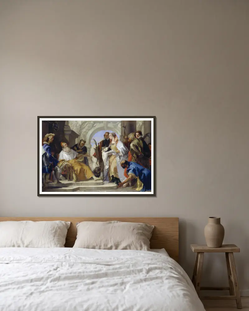Skyddshelgonen för familjen Crotta av Giovanni Battista Tiepolo inramad på en vägg