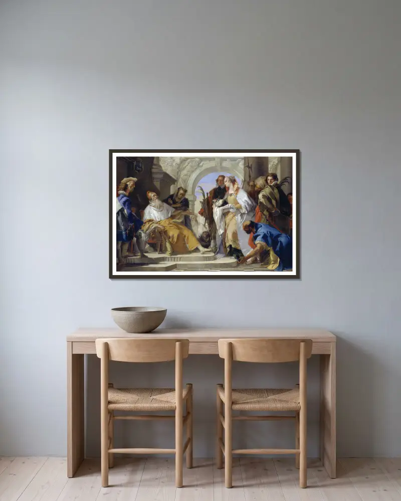 Skyddshelgonen för familjen Crotta av Giovanni Battista Tiepolo inramad på en vägg