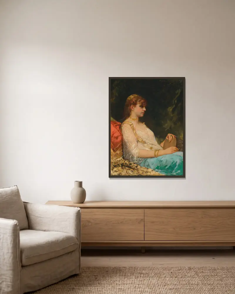 L’Orientale au Tambour av Jean-Joseph-Benjamin Constant inramad på en vägg
