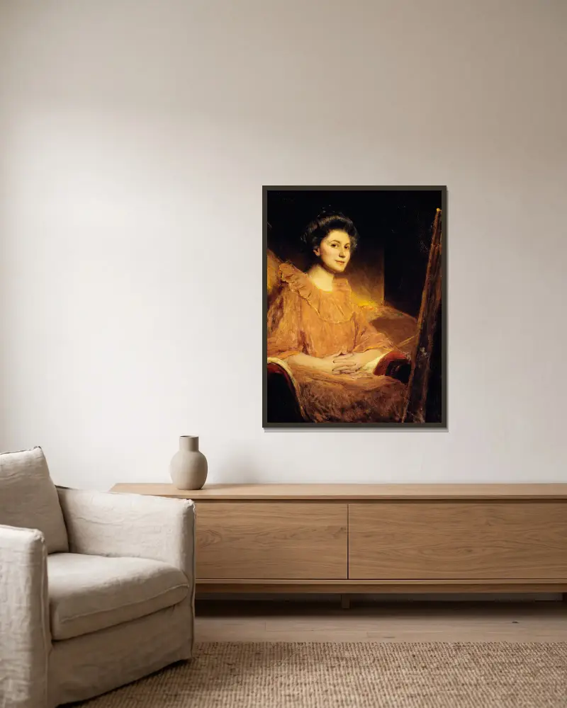 Porträt von Angèle Delasalle von Jean-Joseph-Benjamin Constant gerahmt an einer Wand