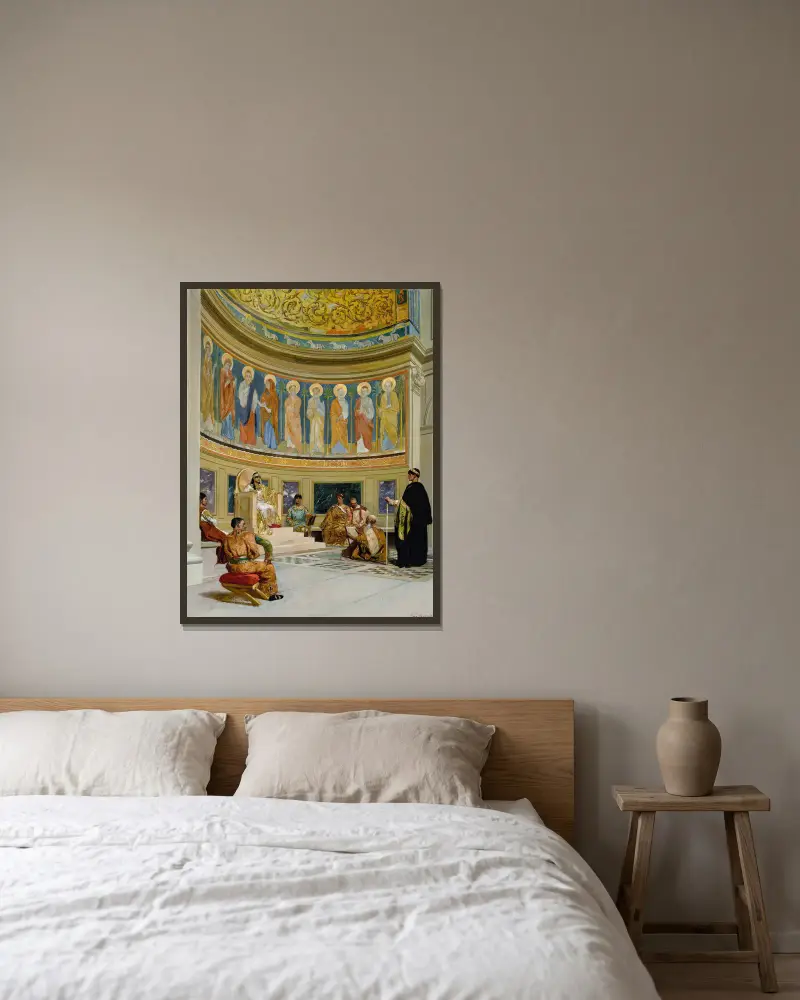 Der heilige Johannes Chrysostomus wird von Kaiserin Eudoxia verbannt von Jean-Joseph-Benjamin Constant gerahmt an einer Wand