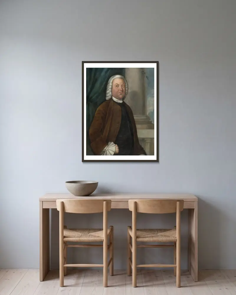 Dr. Samuel Boude av Benjamin West inramad på en vägg