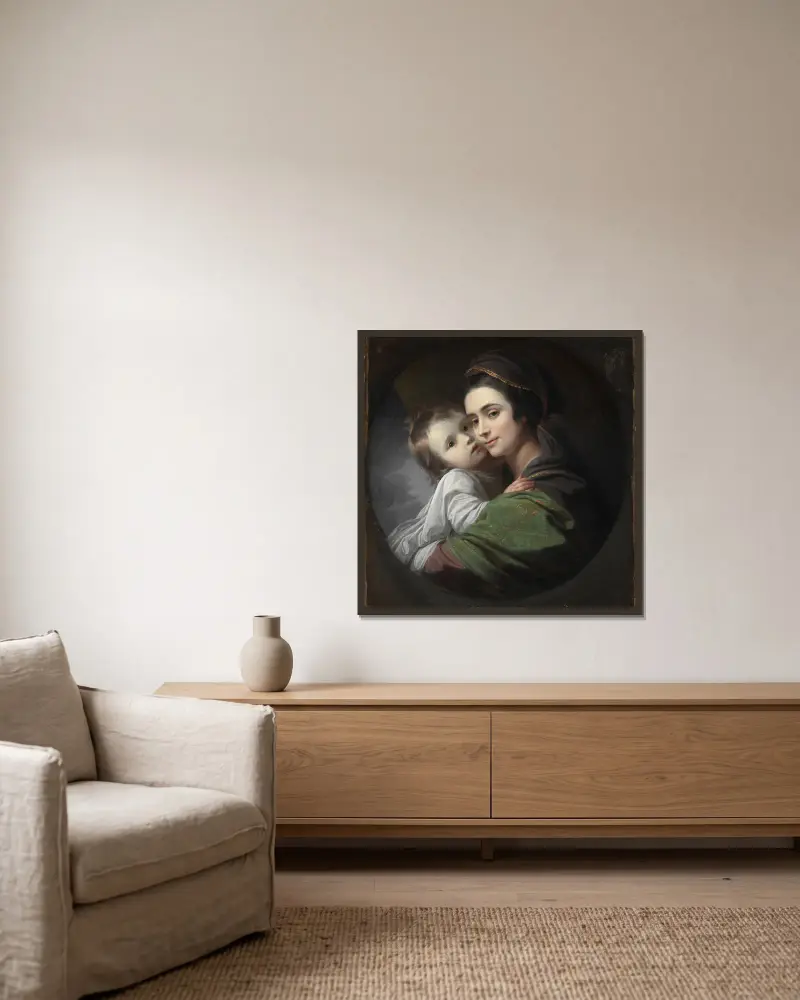 Elizabeth Shewell West och hennes son Raphael av Benjamin West inramad på en vägg