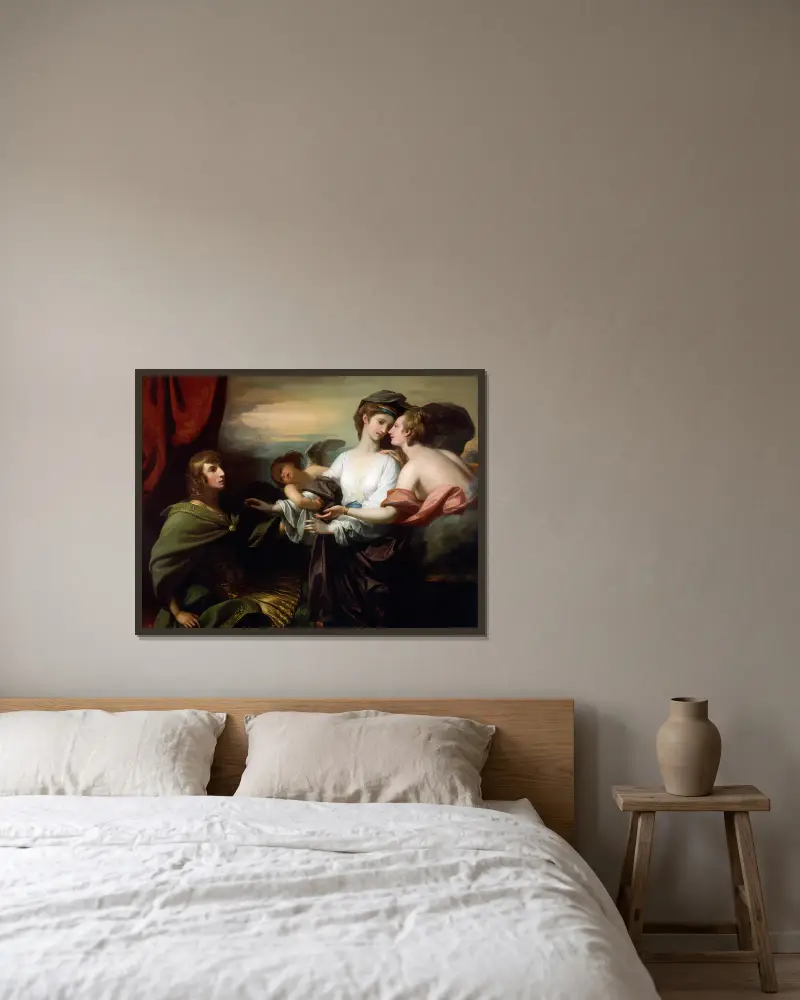 Helen Brought To Paris av Benjamin West inramad på en vägg