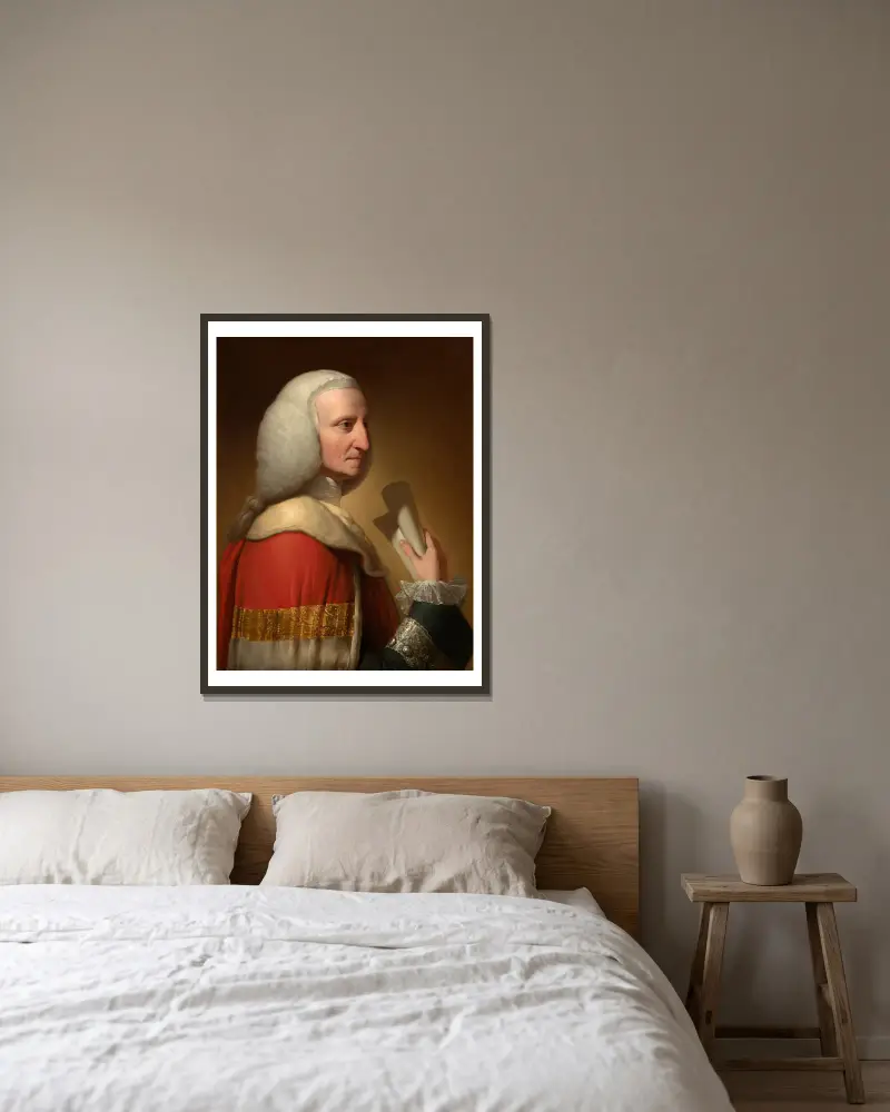 Portret George'a, pierwszego lorda Lytteltona, Benjamin West w ramie na ścianie