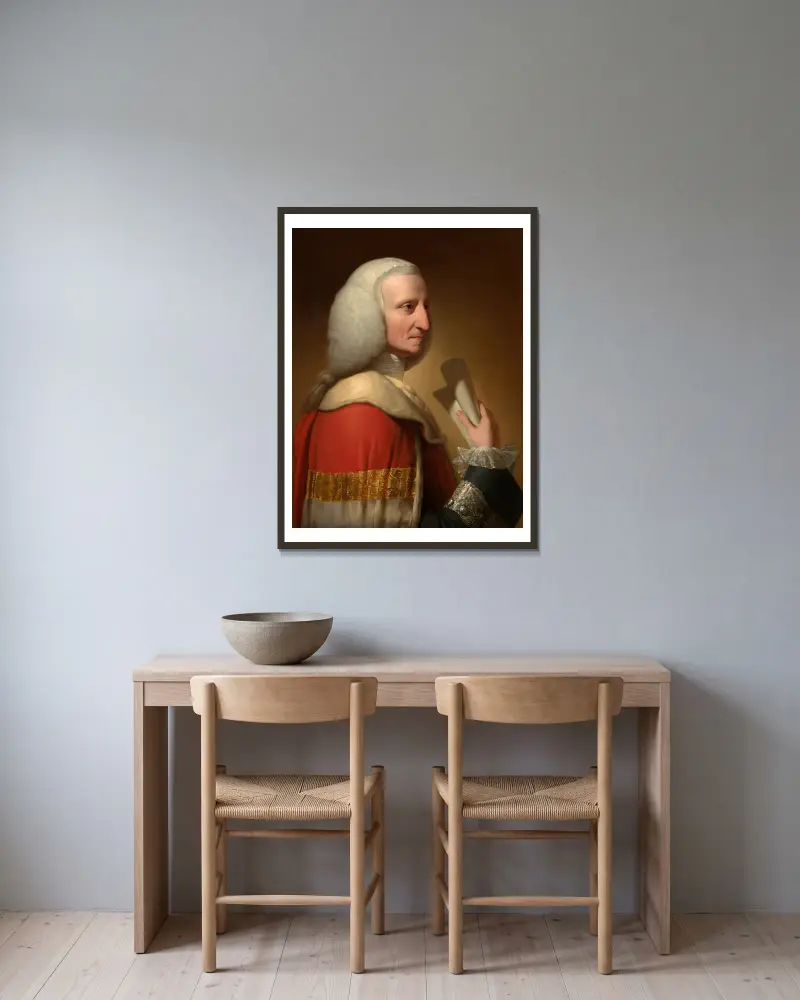 Portret George'a, pierwszego lorda Lytteltona, Benjamin West w ramie na ścianie