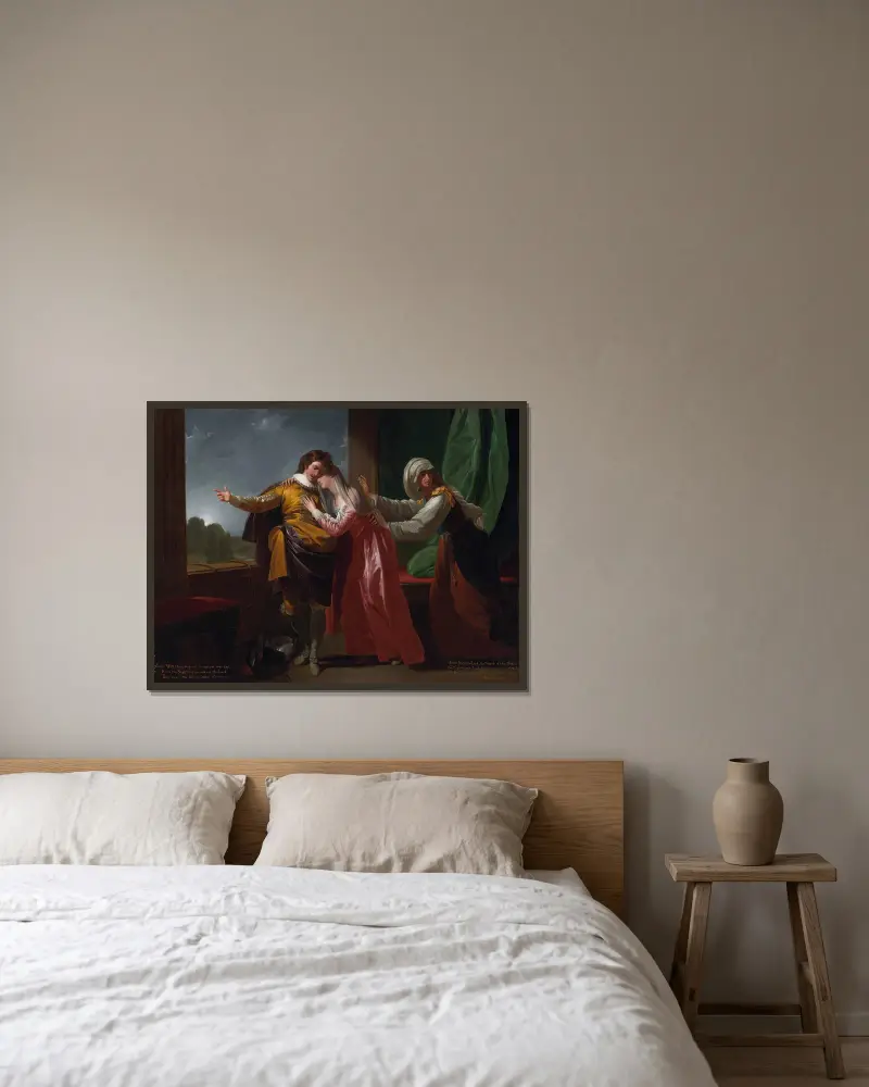 Romeo and Juliet av Benjamin West inramad på en vägg