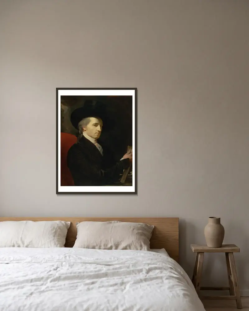 Självporträtt av Benjamin West inramad på en vägg