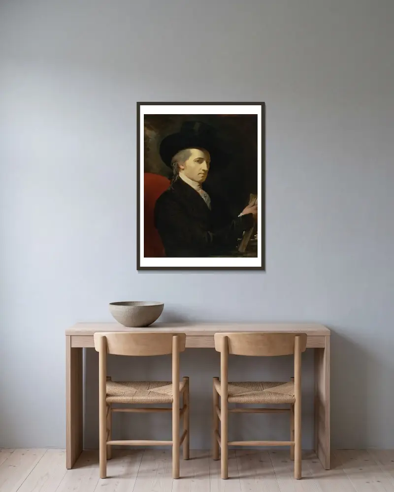 Självporträtt av Benjamin West inramad på en vägg
