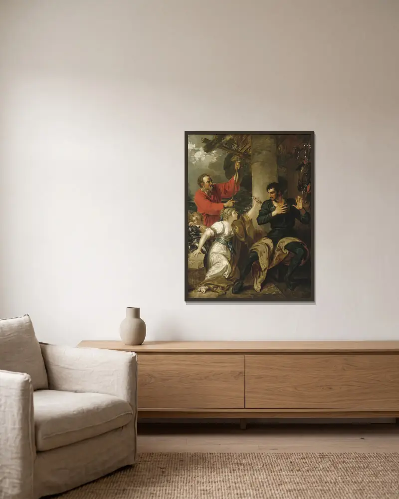 Dívka a Orlando, Benjamin West v rámu na stěně