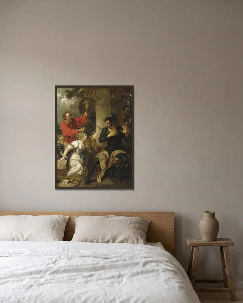 Dívka a Orlando, Benjamin West v rámu na stěně