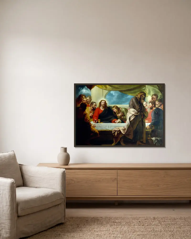 The Last Supper av Benjamin West inramad på en vägg