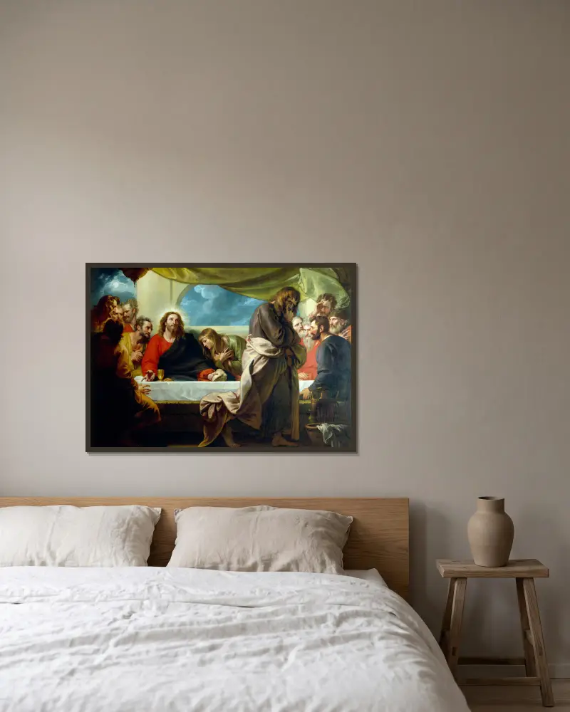 The Last Supper av Benjamin West inramad på en vägg