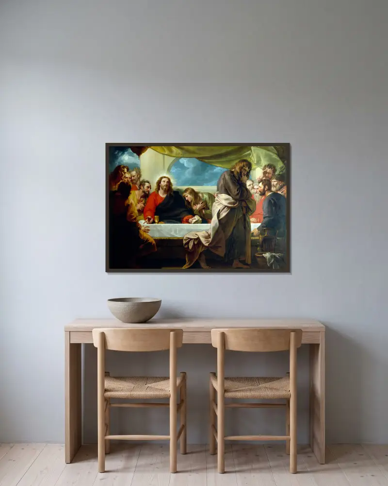 The Last Supper av Benjamin West inramad på en vägg