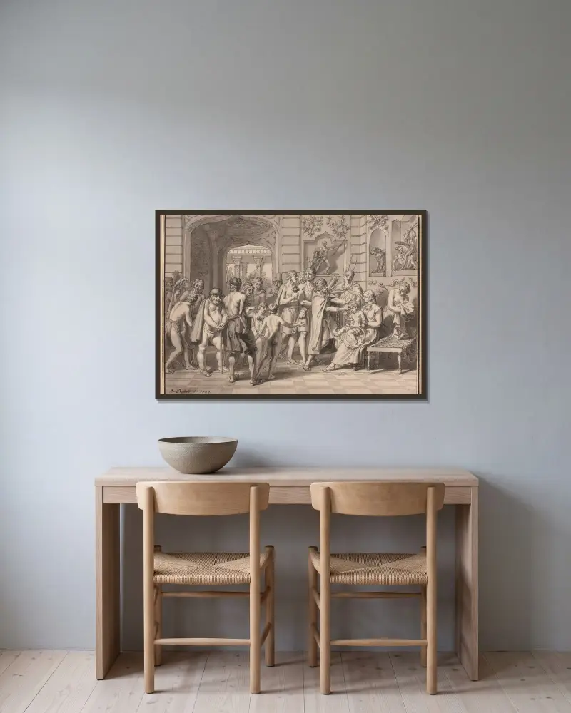 Dopceremoni och klippning av barnens hår hos inkafolket av Bernard Picart inramad på en vägg