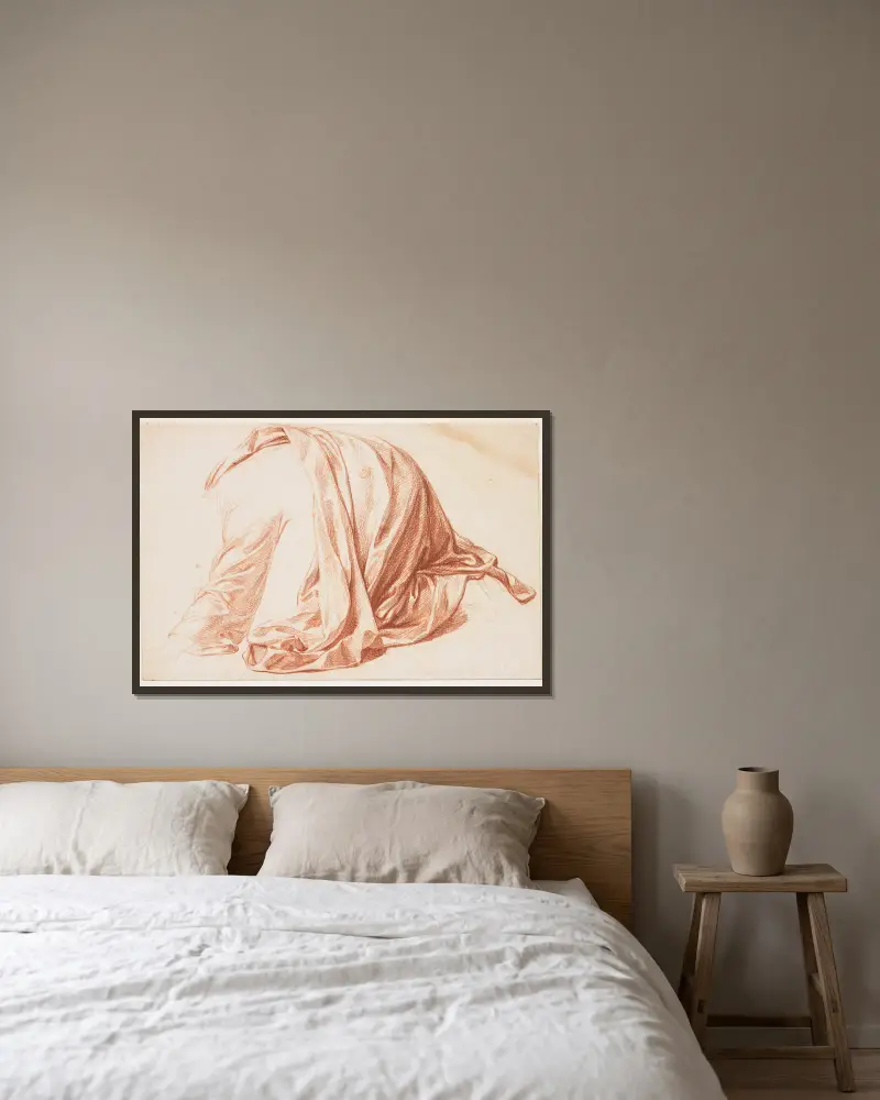Drapery Study av Bernard Picart inramad på en vägg