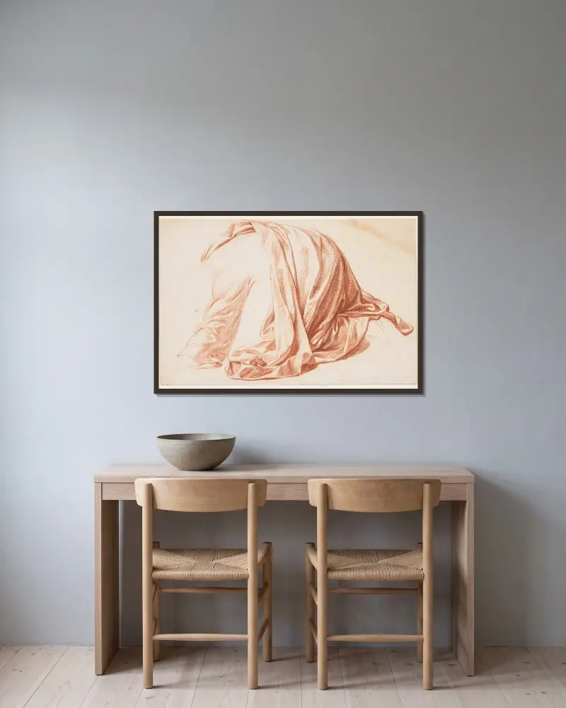 Drapery Study av Bernard Picart inramad på en vägg