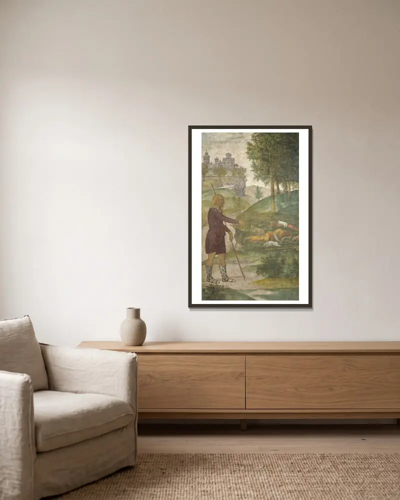 Cephalus and the Nymphs av Bernardino Luini inramad på en vägg