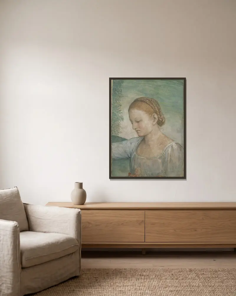 Głowa dziewczyny, Bernardino Luini w ramie na ścianie