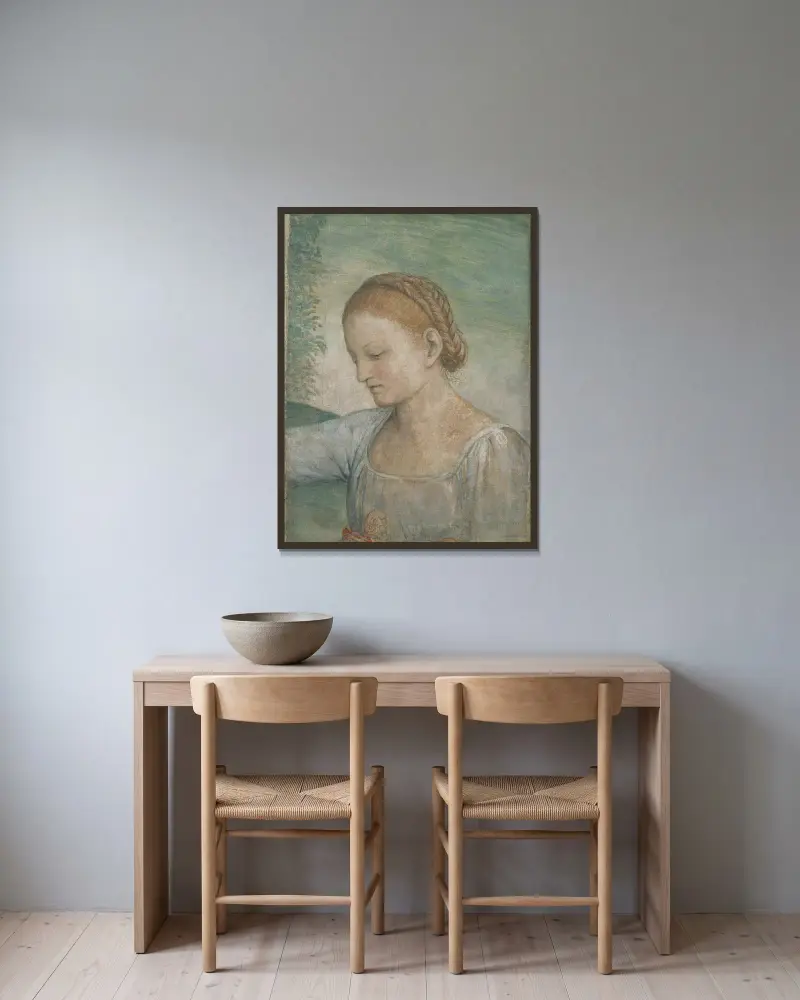 Głowa dziewczyny, Bernardino Luini w ramie na ścianie