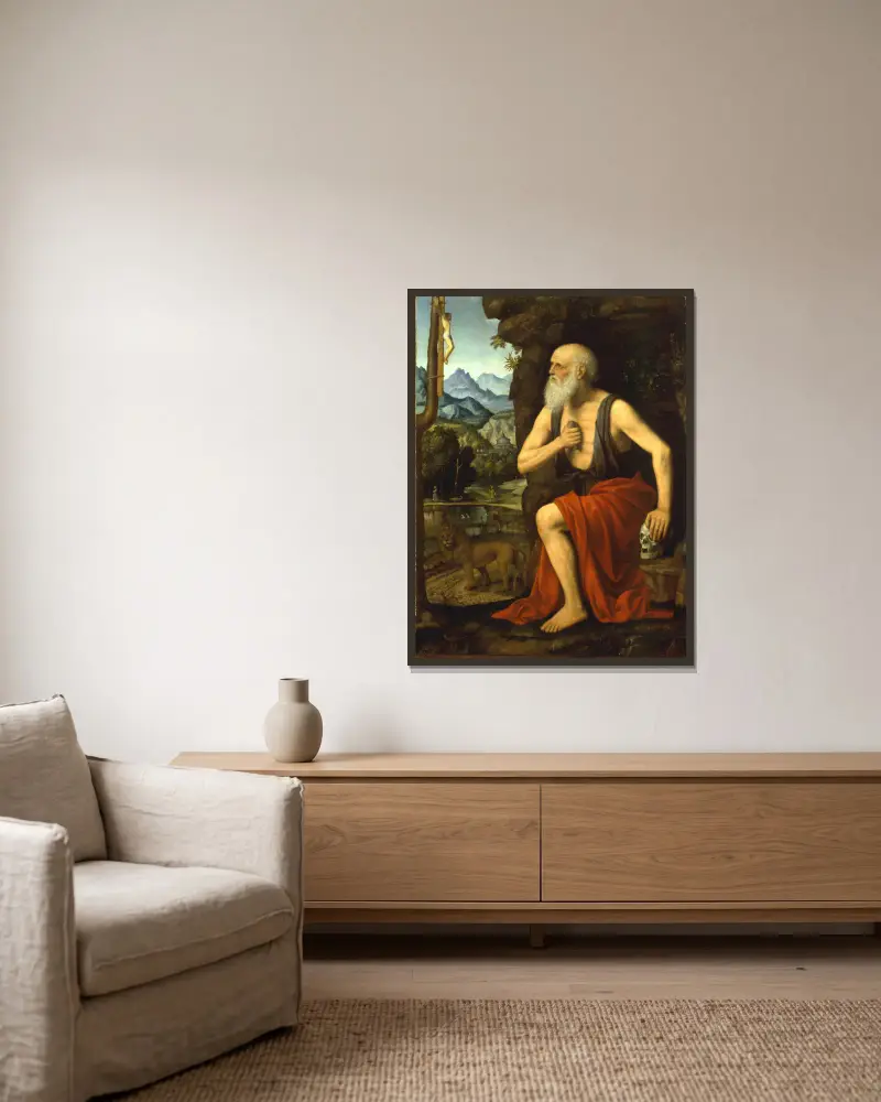 Svatý Jeroným v pokání, Bernardino Luini v rámu na stěně