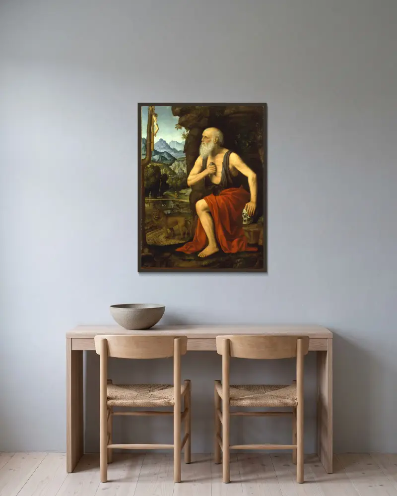 Svatý Jeroným v pokání, Bernardino Luini v rámu na stěně