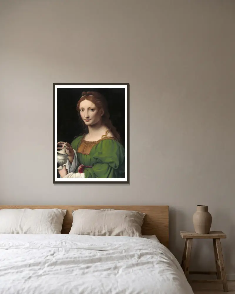 The Magdalen av Bernardino Luini inramad på en vägg