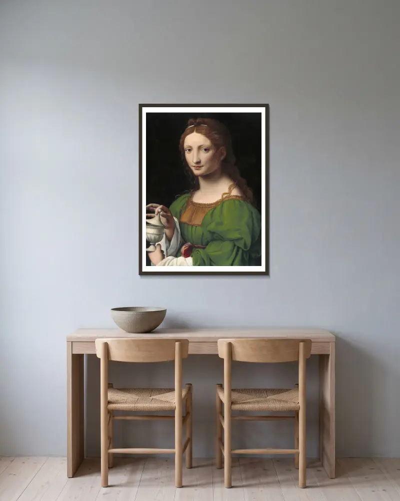 The Magdalen av Bernardino Luini inramad på en vägg