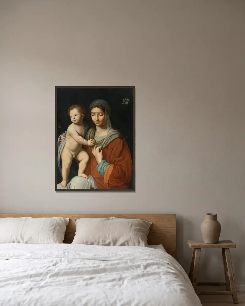 Virgin And Child av After Bernardino Luini inramad på en vägg