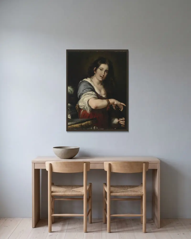 Berenice av Bernardo Strozzi inramad på en vägg