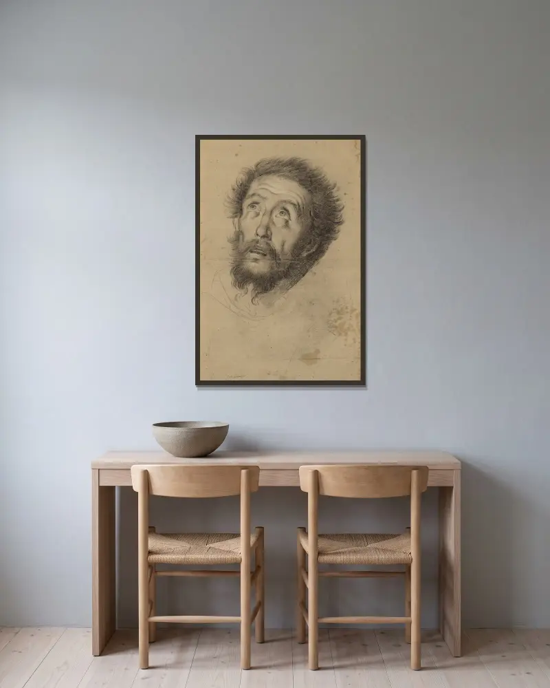Hlava svatého Františka, Bernardo Strozzi v rámu na stěně